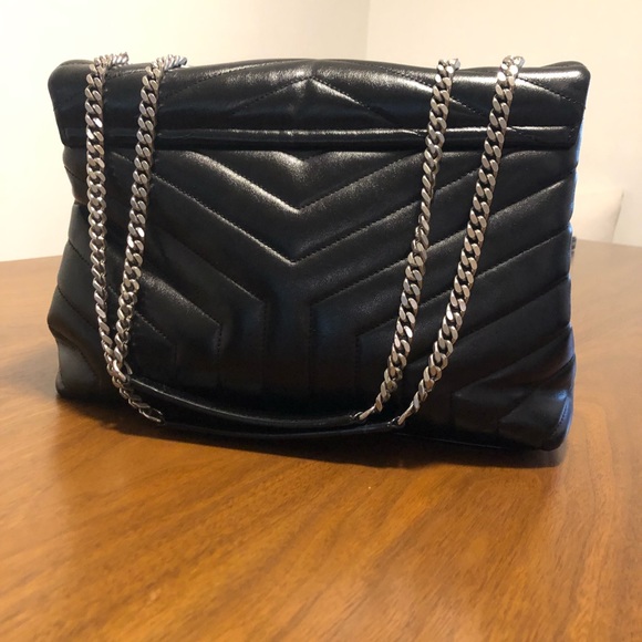 Saint Laurent YSL Loulou Silver Hardware Shoulder Bag MEDIUM Black Leather - Picture 15 of 16